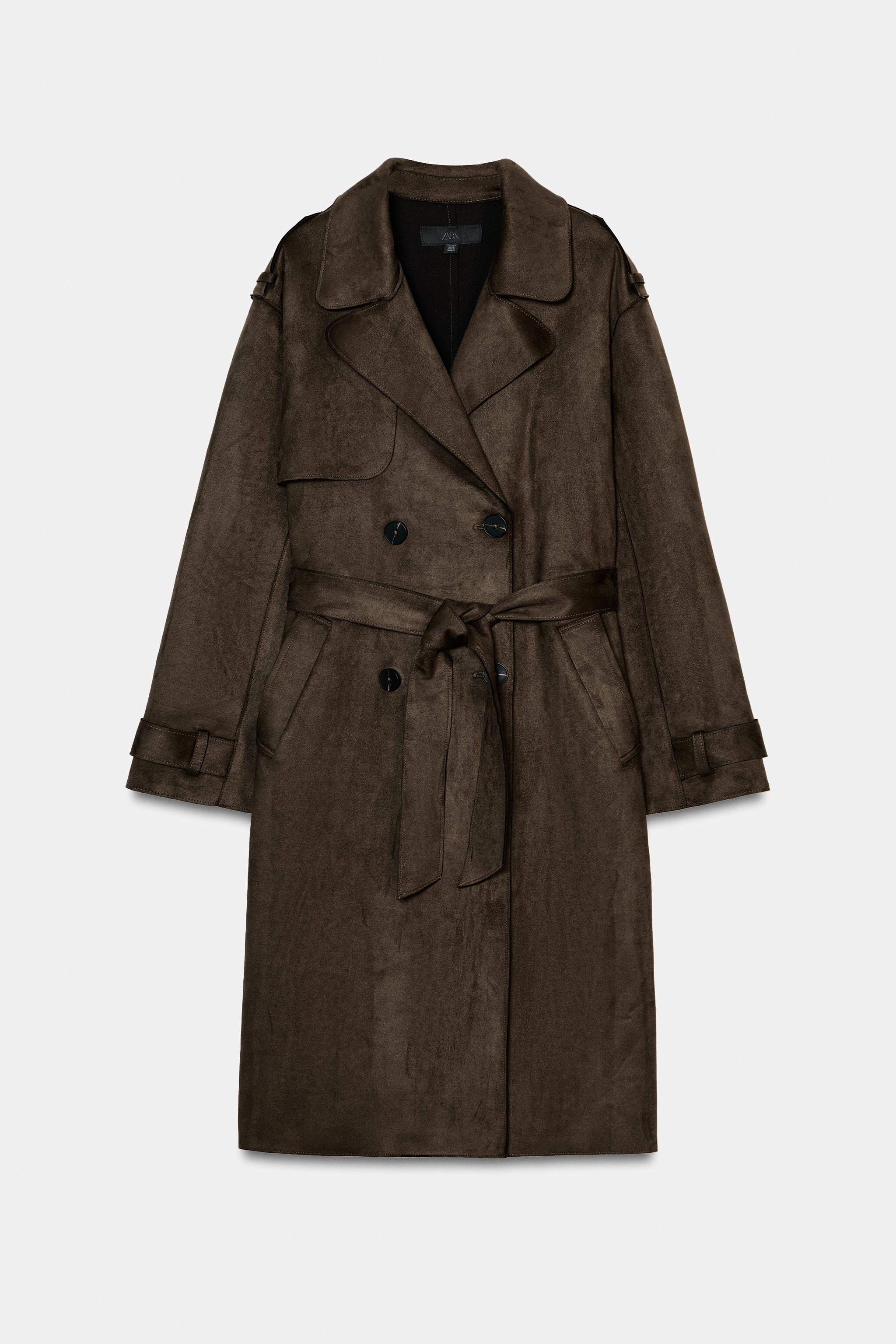 TRENCH LONG EFFET DAIM AVEC CEINTURE
